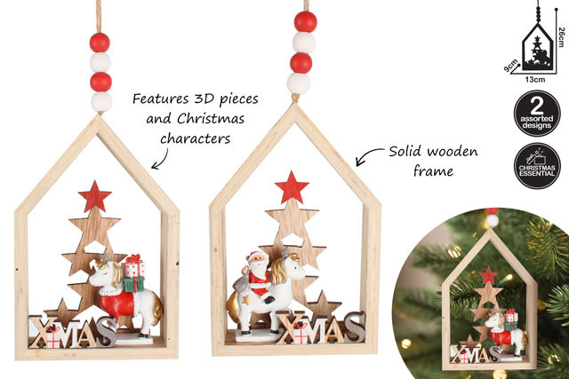 XMAS UNICORN HOUSE DECO 26X9X13CM 2 ASSTD DES