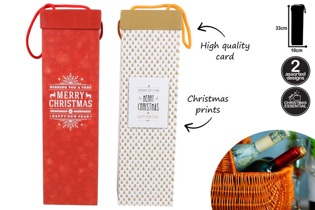 XMAS WINE GIFT BOX 2 ASSTD DES 33X10X10CM