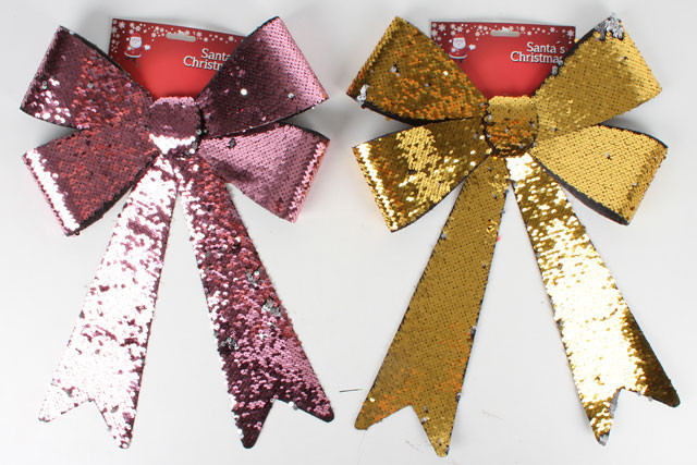 MAGIC SEQUIN BOW 50X31CM 2 ASSTD COLOURS