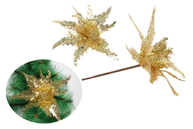 20CM LUXE HIGH GOLD POINSETTIA 