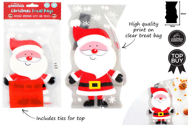 20PCS TREAT BAGS 12X22CM SANTA DES