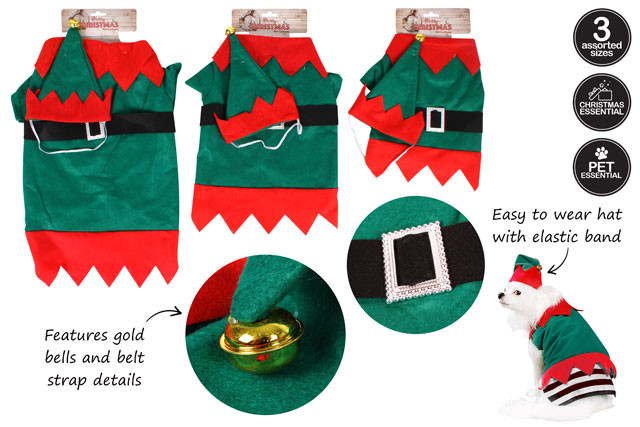 XMAS ELF PET COSTUME S/M/L 