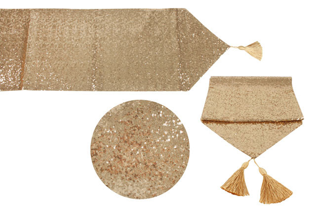 SEQUIN XMAS TABLE RUNNER 150CM x 33CM GOLD